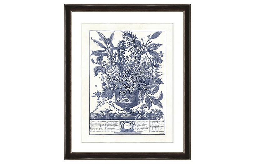 Navy Vase Botanical Print I | One Kings Lane