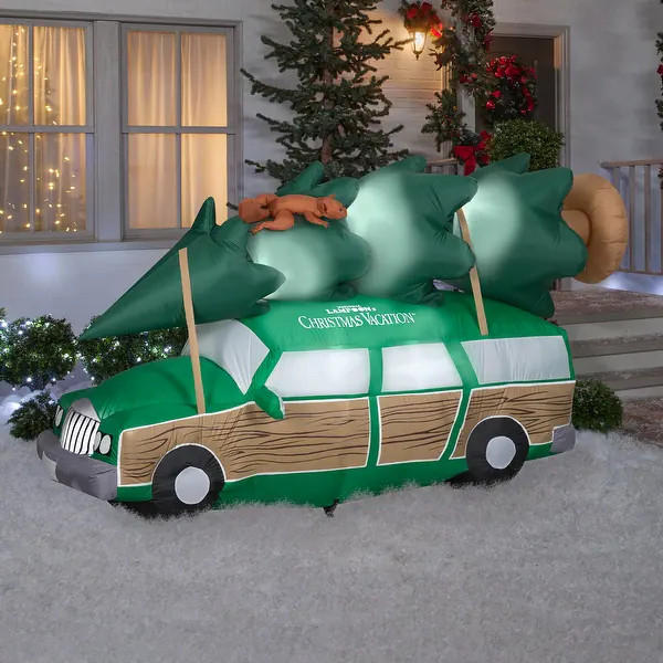 Gemmy Christmas Inflatable Griswold Station Wagon with Tree and Squirrel, 4.5 ft Tall | Bed Bath & Beyond