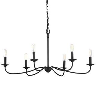 Progress Lighting Pacolet 36 in. 6-Light Textured Black Farmhouse Circle Chandelier for Dining Ro... | The Home Depot