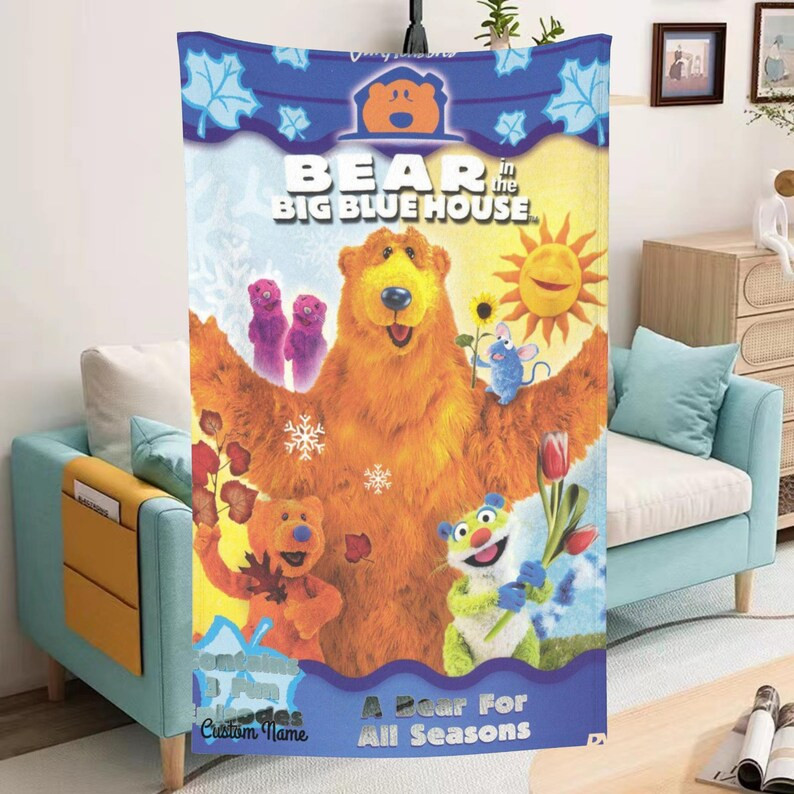 Bear in the Big Blue House Blanket Soft Warm Flannel Throw - Etsy | Etsy (US)