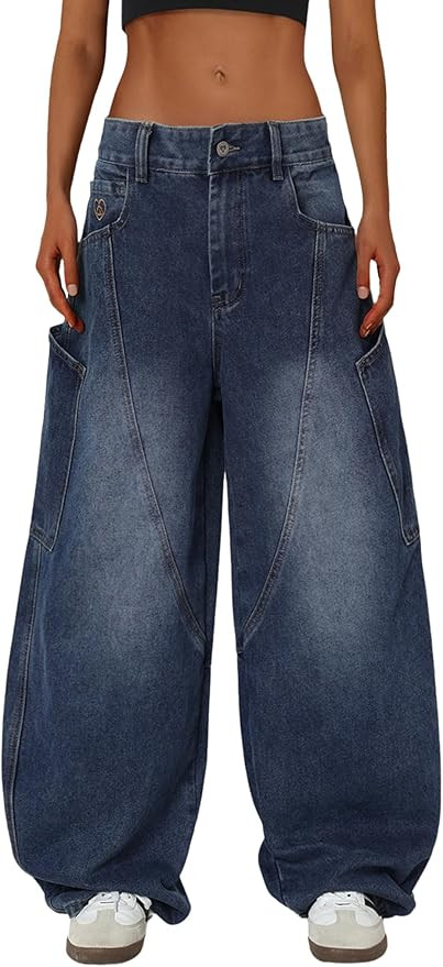 Aelfric Eden Mens Jeans Big Pocket Barrel Pants Loose Oversized Baggy Wide Leg Jean Casual Hip Ho... | Amazon (US)