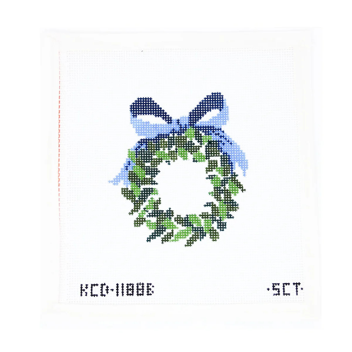 Monogramable Wreath Blue | Greystone Needlepoint