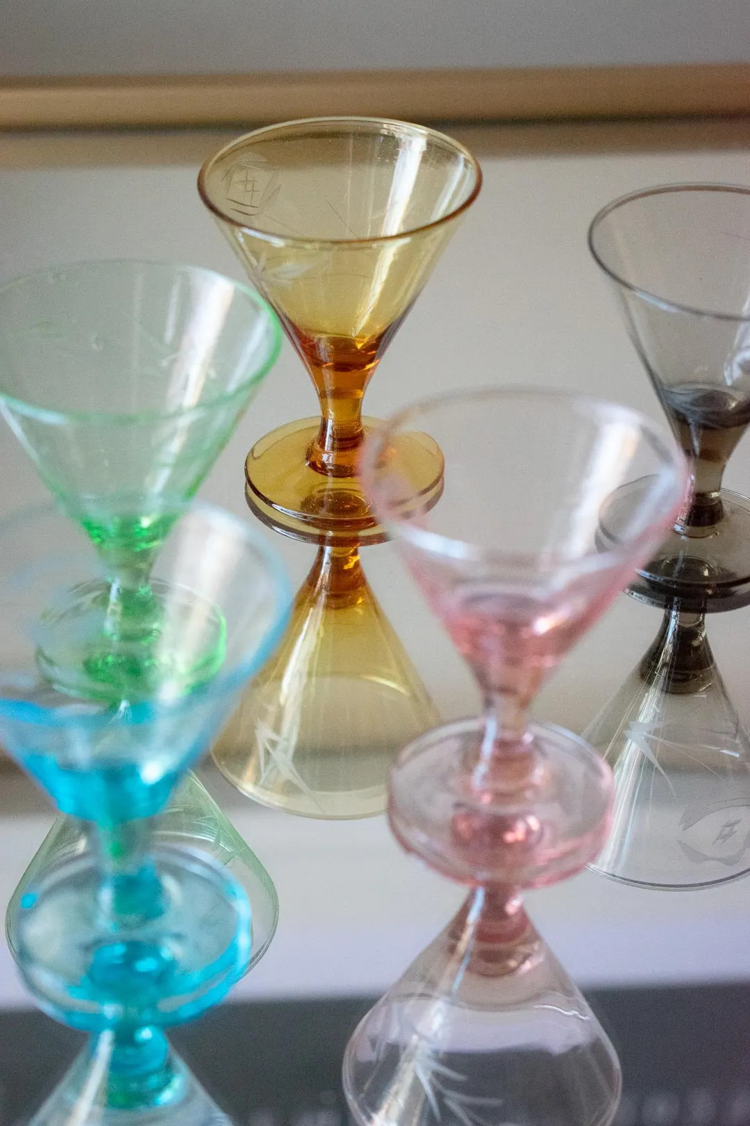 Vintage Rainbow Etched Cordial Glasses (set of Five) - Etsy | Etsy (US)
