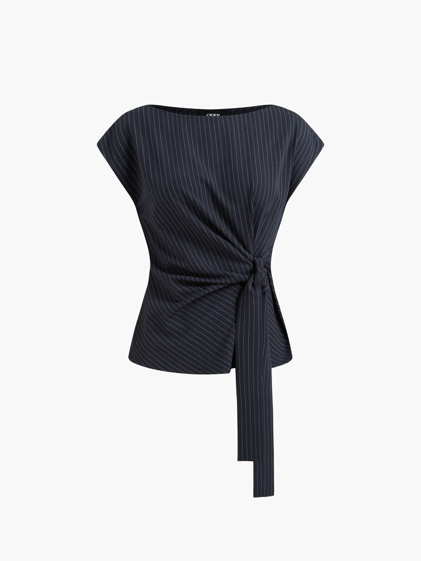 Boat Neck Stripe Knotted Oversized Top | Cider
