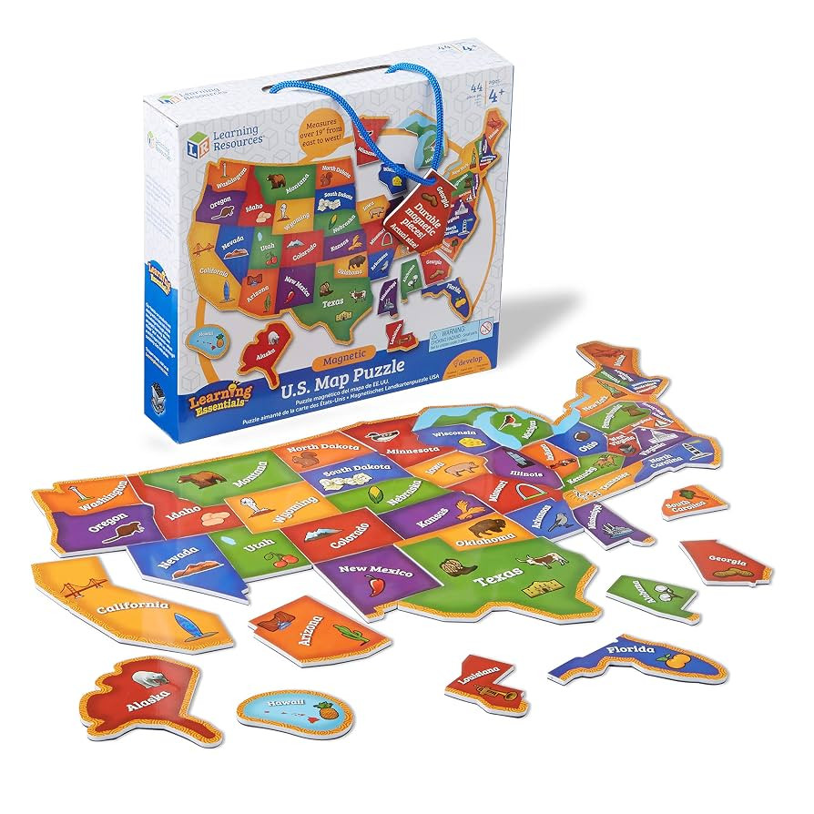 Learning Resources Magnetic U.S. Map Puzzle (45 Pieces), Multicolor, 19 L x 13 H in (LER7714) | Amazon (US)