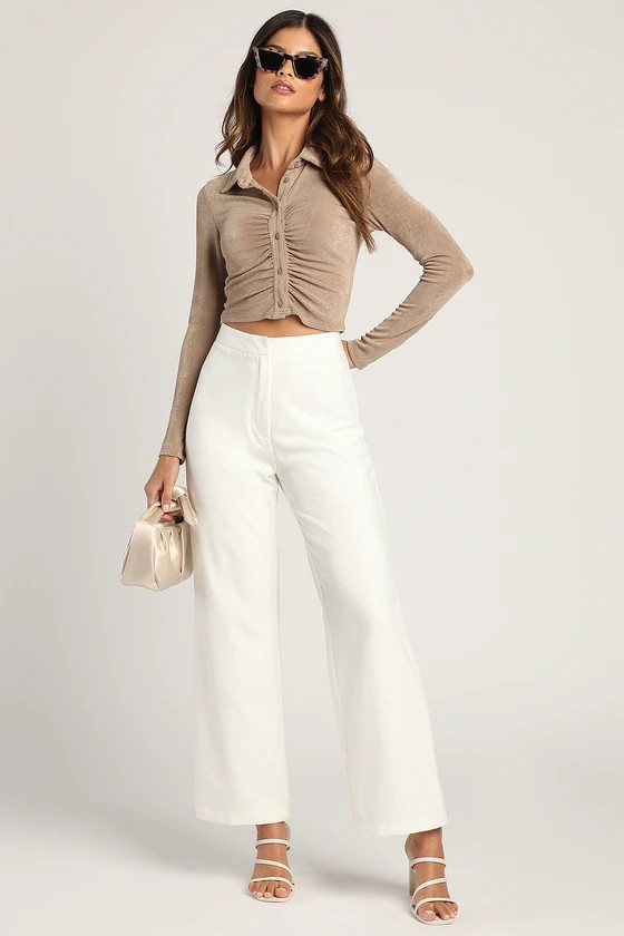 Distinct Instincts White High-Waisted Wide-Leg Trouser Pants | Lulus (US)