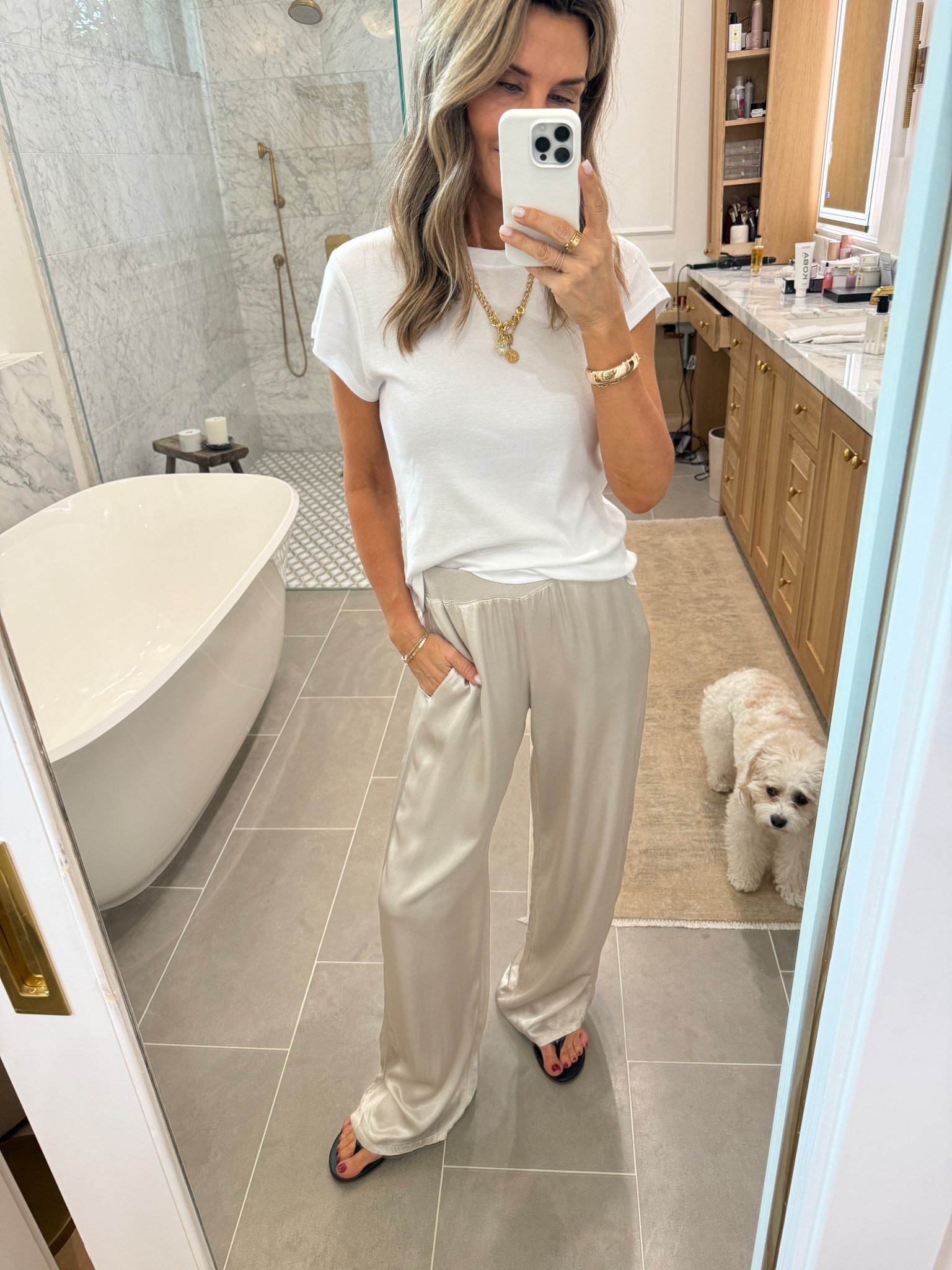 Pants are 30% off! The softest and elevated lounge pants. Pull on waist. 
-thongs with arch support Code Tammy10
-t-shirt sz S 
-Thatch code Tammy15 


#LTKSaleAlert #LTKOver40 #LTKStyleTip