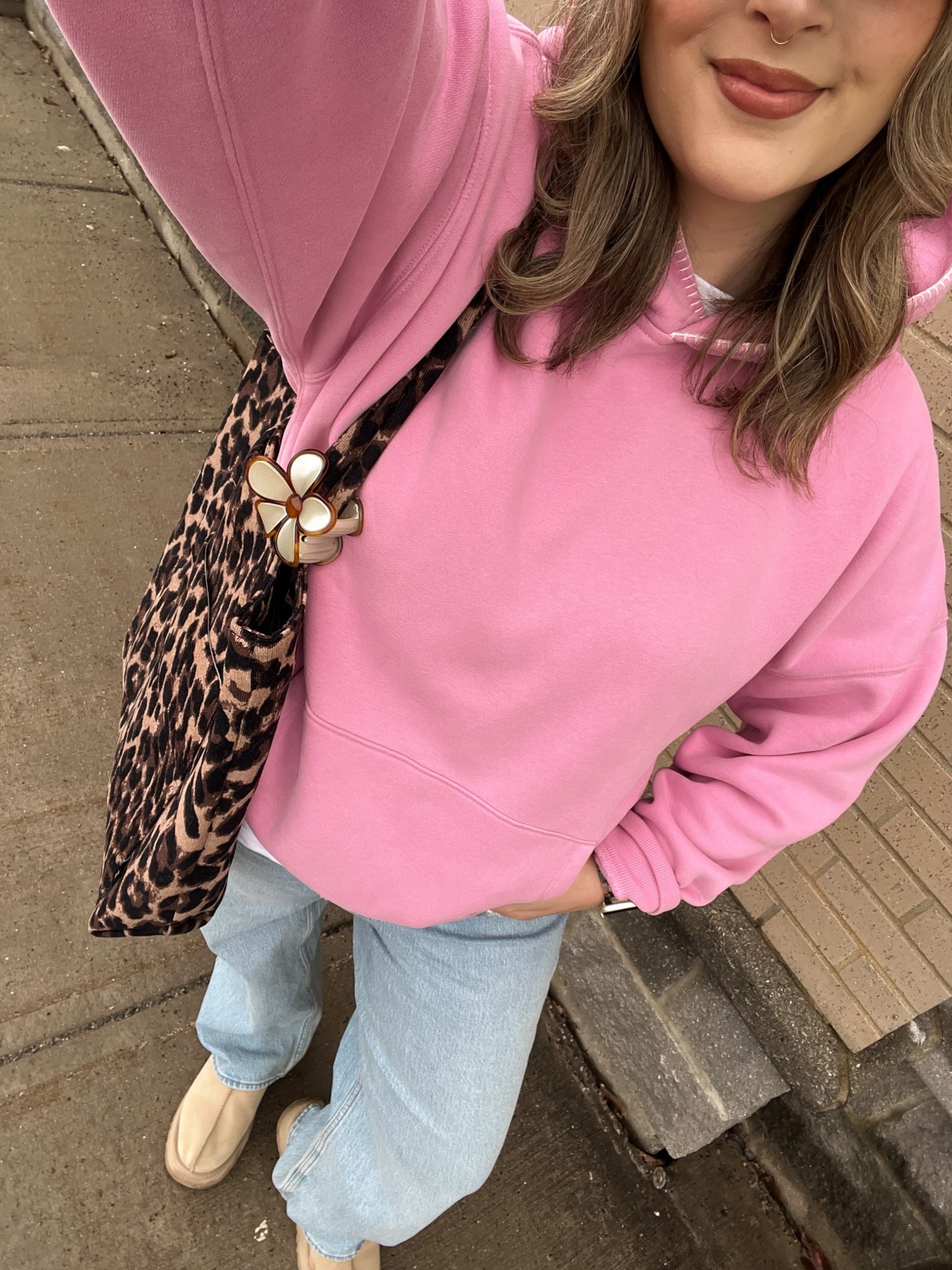 Casual outfit with a pop of color for a dreary day! Hoodie runs small, wearing XL. Wearing 32 in the jeans. Ugg Tazz platforms fit TTS


#LTKmidsize #LTKsale #LTKjeans