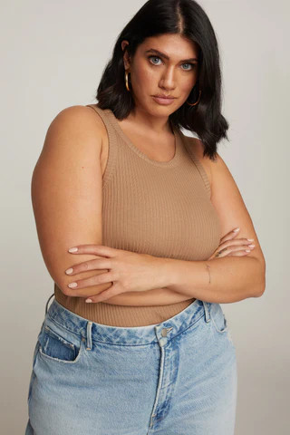 Classic '90s Tank Taupe001, Size XL | Good American