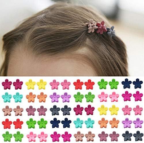 Amazon.com: Elesa Miracle 60pcs Baby Girl Mini Hair Claw Clips Flower Hair Bangs Pin Baby Girl Ha... | Amazon (US)