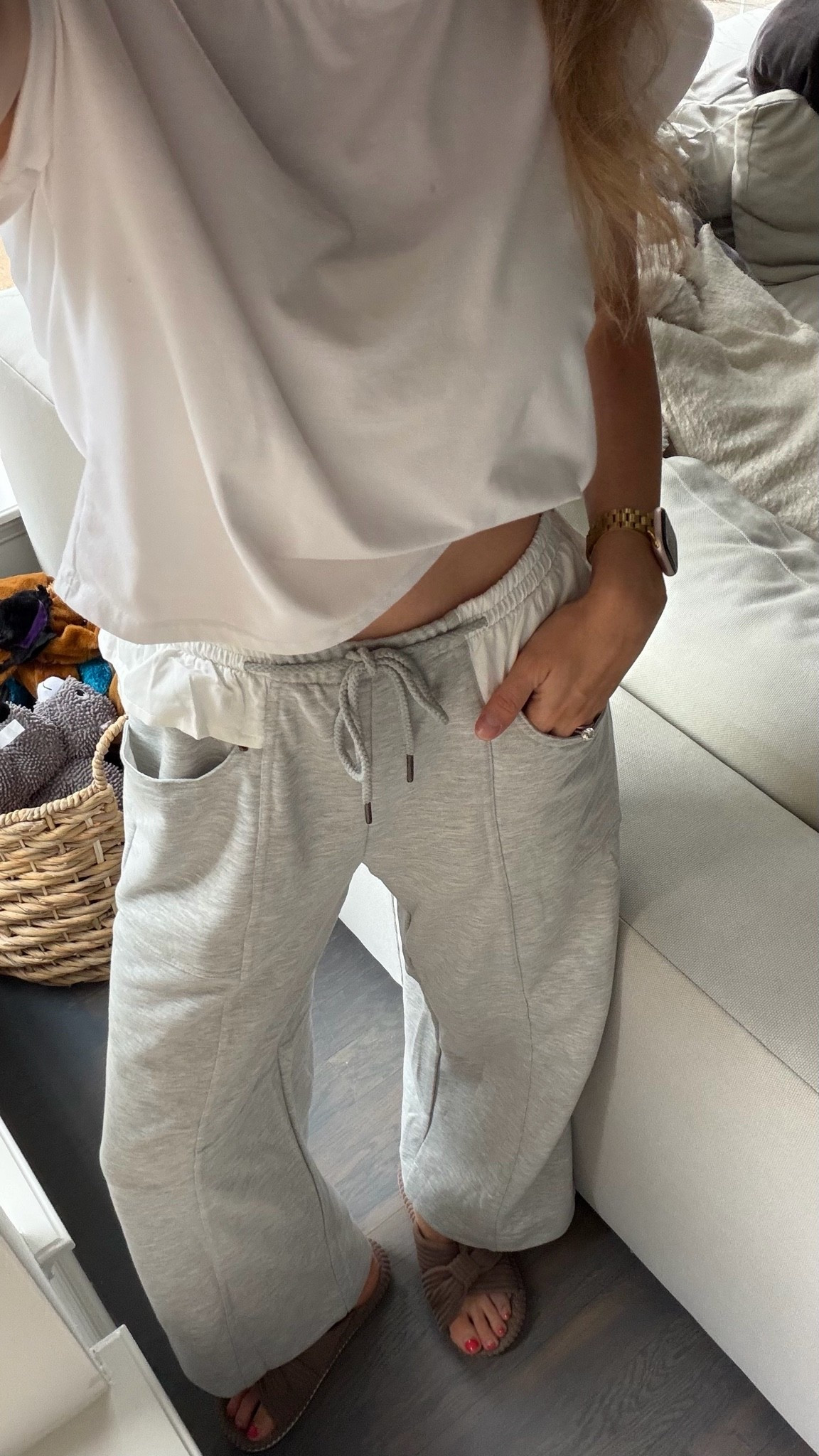 Cozy mom outfit - size S in basic tee and lounge pants

#LTKootd #LTKmomlife #LTKdayinmylife