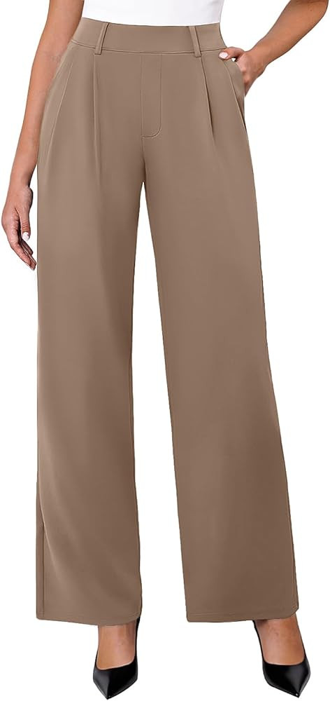 Womens Wide Leg Dress Pants Stretchy High Waisted Work Pants Business Casual Office Trousers with... | Amazon (US)