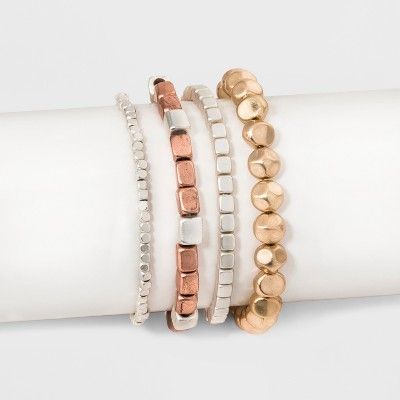 Multi Row Stretch with Cubed Shaped Beading Bracelet Set - Universal Thread™ | Target