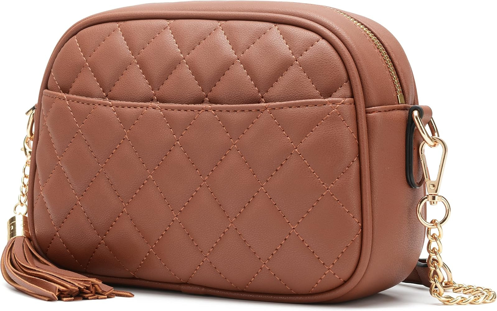 Lola Mae Quilted Crossbody Bag, Medium Lightweight Shoulder Purse Top Zipper Tassel Accent | Amazon (US)