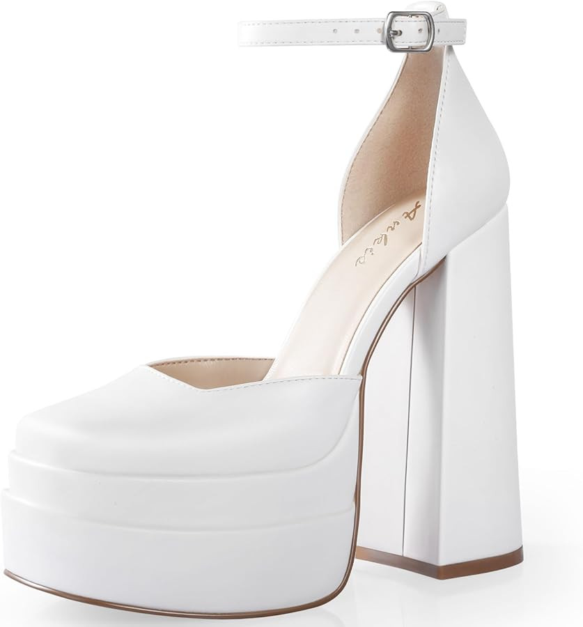 Ankis Womens Chunky Platform Heels Closed Toe Heels for Women 5.7in Square Toe Platform Pumps Ank... | Amazon (US)