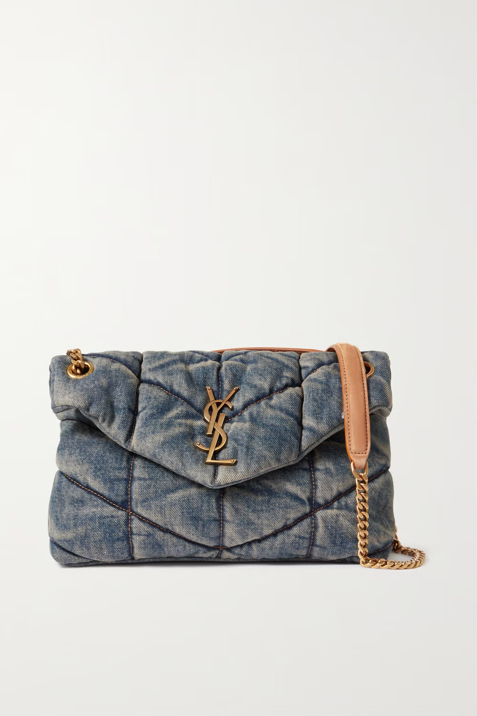 Loulou Puffer small suede-trimmed quilted denim shoulder bag | NET-A-PORTER (US)
