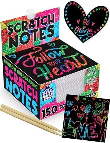PURPLE LADYBUG Rainbow Holographic Scratch Art Mini Notes - Kids Easter Basket Stuffers for Teen ... | Amazon (US)
