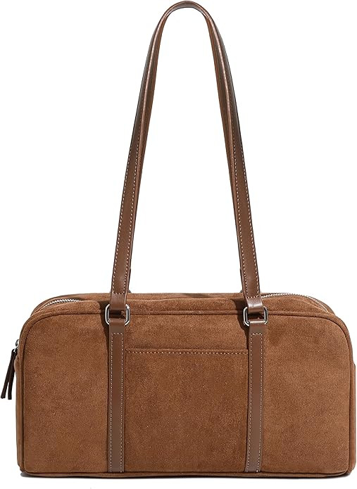 Women's Faux Suede Boston Bowler East West Le Teckel Satchel Swing Shoulder Bag | Amazon (US)