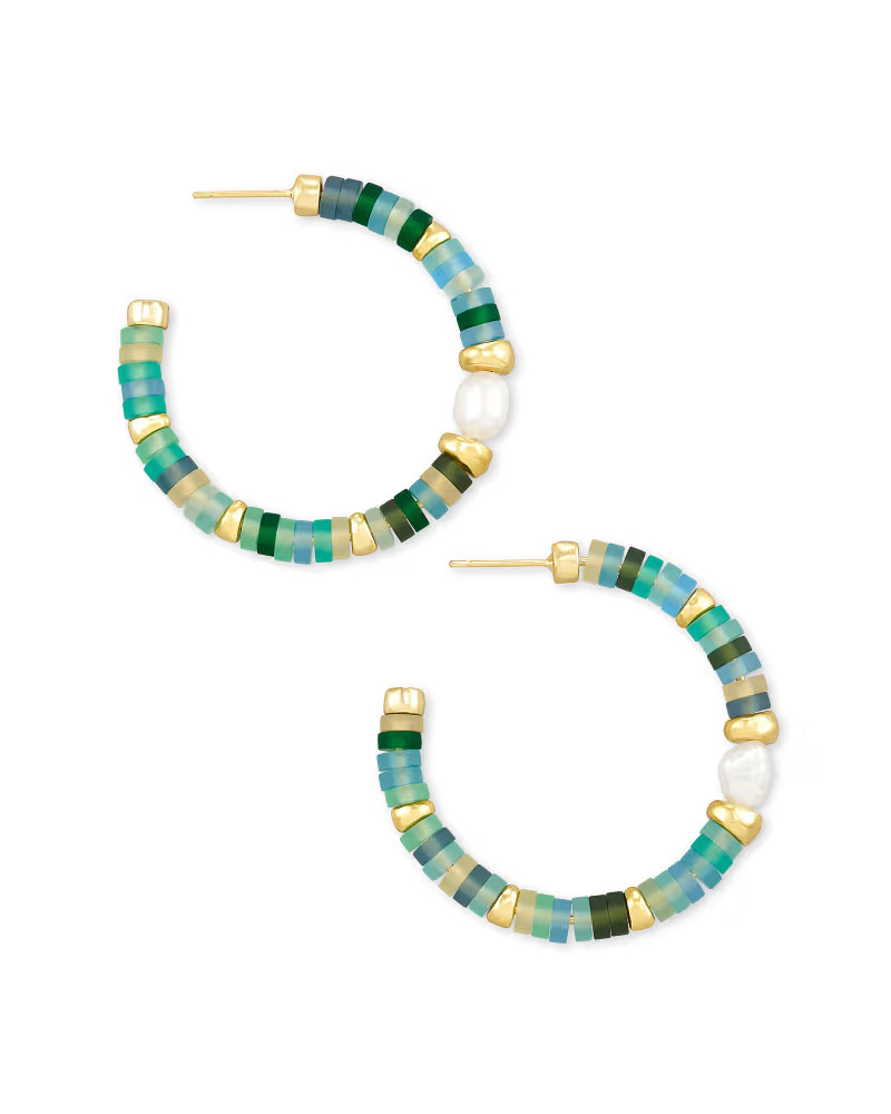 Lila Gold Hoop Earrings in Matte Sea Green Mix | Kendra Scott
