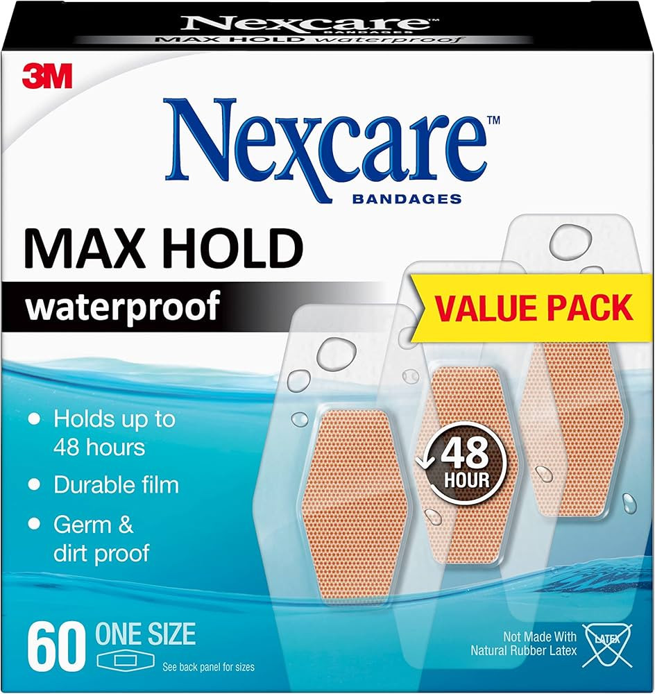 Nexcare Max Hold Waterproof Bandages, Stays On for 48 Hours, Flexible Bandages for Fingers, Knees... | Amazon (US)