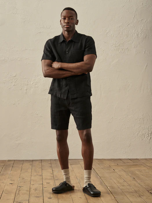 Black Loomed Linen S/S Surplus Shirt | Buck Mason