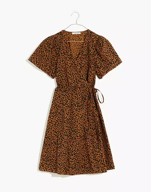 Flutter-Sleeve Wrap Mini Dress in Painted Leopard | Madewell