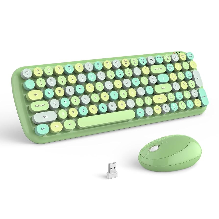 MOFII Wireless Keyboard and Mouse Combo, 2.4GHz RF, Green Colorful, Indoor, 33ft Range, Plug & Pl... | Amazon (US)