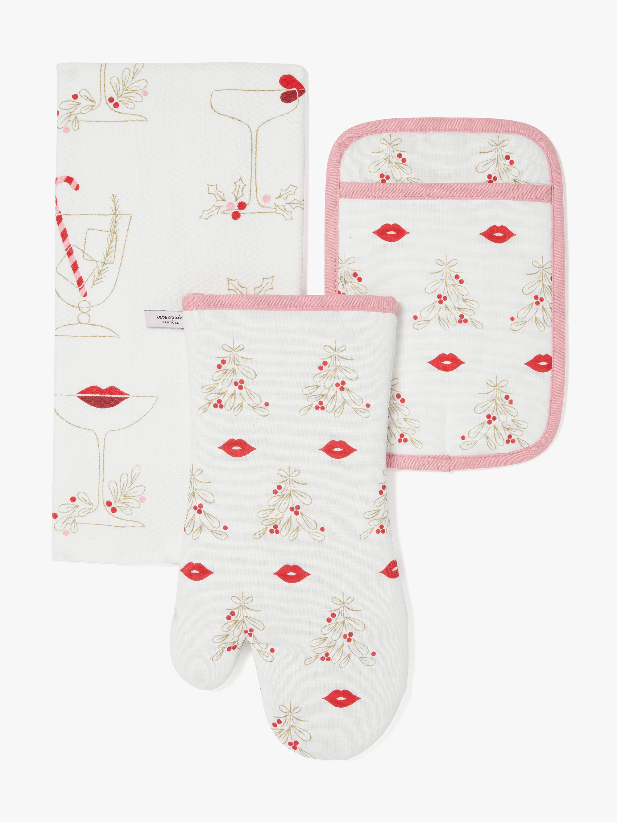 christmas kiss 3-piece kitchen set | Kate Spade (US)