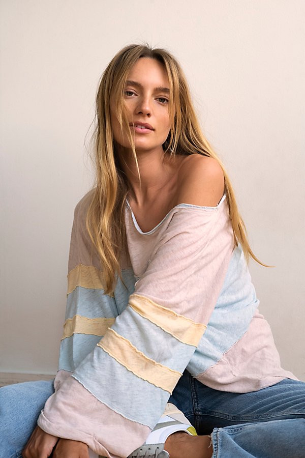 Bobbi Tee by We The Free at Free People, Sand Combo, XS | Free People (Global - UK&FR Excluded)