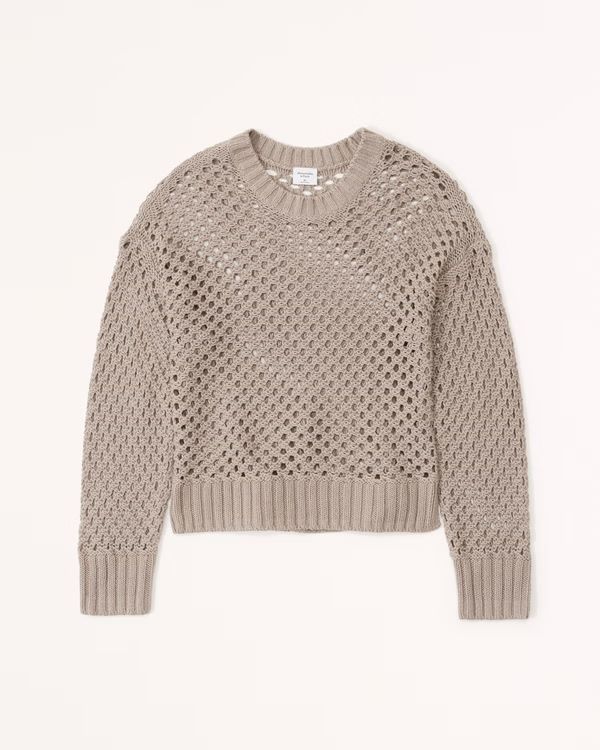 Long-Sleeve Crochet Crew Top | Abercrombie & Fitch (US)