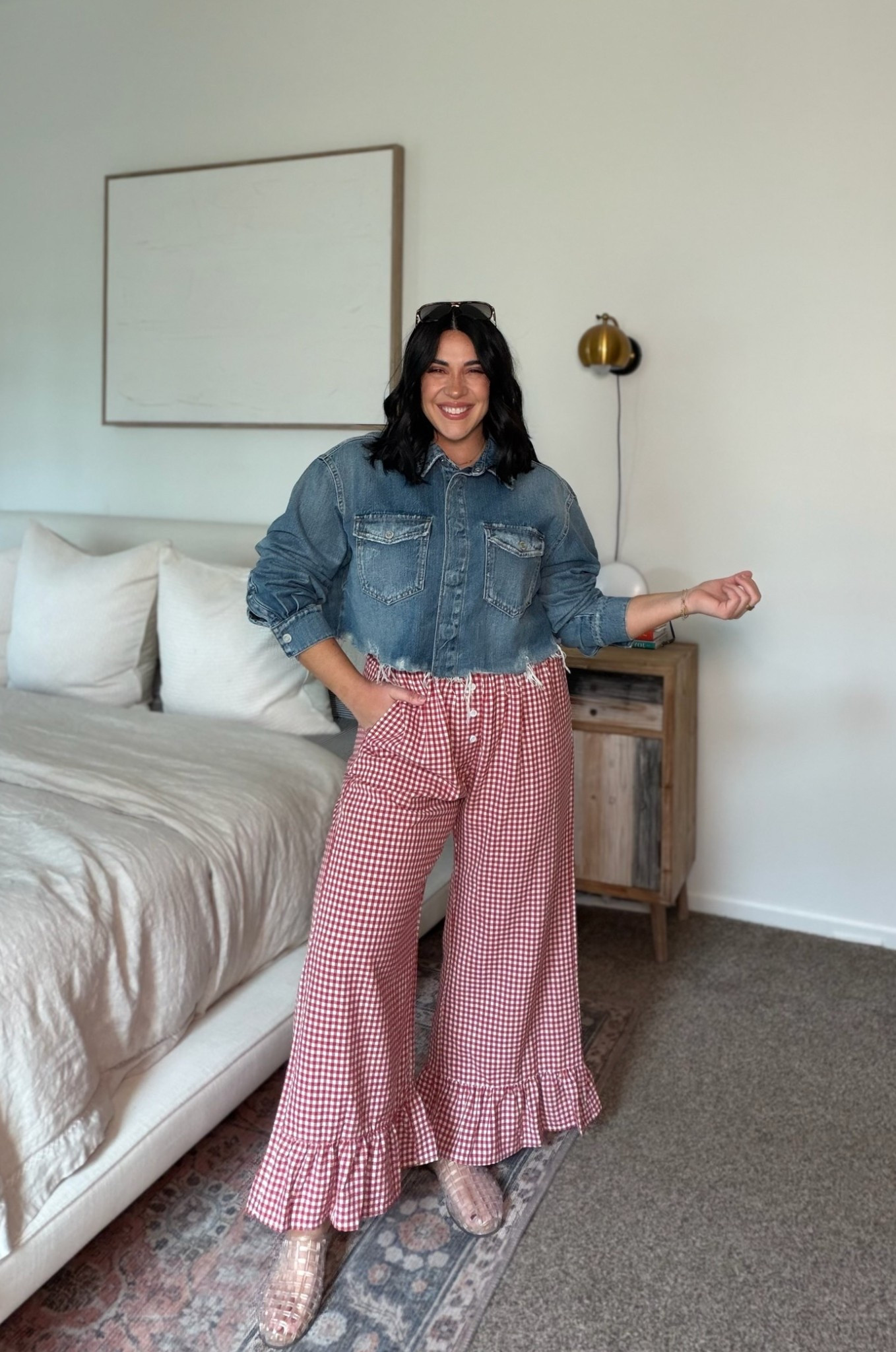 Easy outfit for spring ft. Fun soft pants! I did a size L but could do a M. Cropped jean jacket is 40% off! 

#LTKootd #LTKSaleAlert #LTKSeasonal