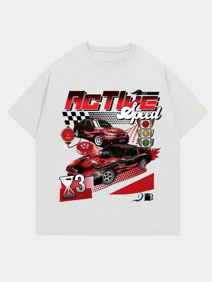 ROMWE Street Life Men Car & Letter Graphic Tee | SHEIN