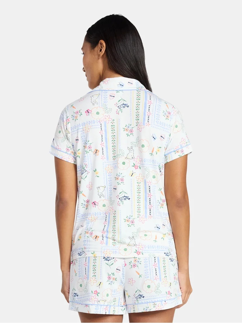 Easter Women's and Women's Plus Notch Collar Top and Shorts Pajama Set from Way to Celebrate, 2-P... | Walmart (US)