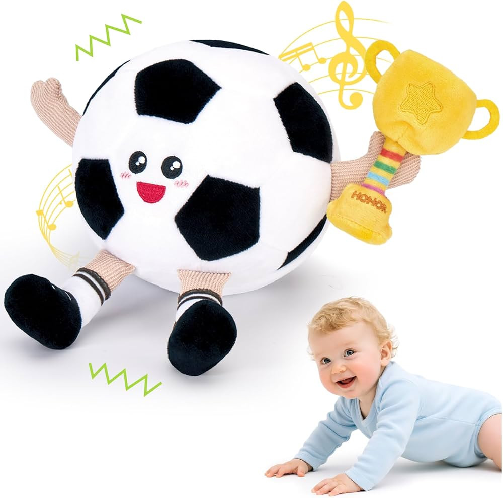 hahaland Baby Crawling Soccer Plush Toy for 6 12 18 Months – Musical Dancing Bouncing Ball, Voi... | Amazon (US)