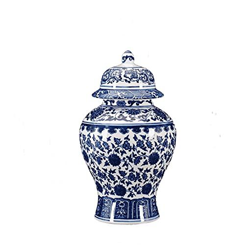 ufengke Jingdezhen Classic Blue and White Porcelain Floral Temple Ginger Jar Vase, China Ming Style, | Amazon (US)