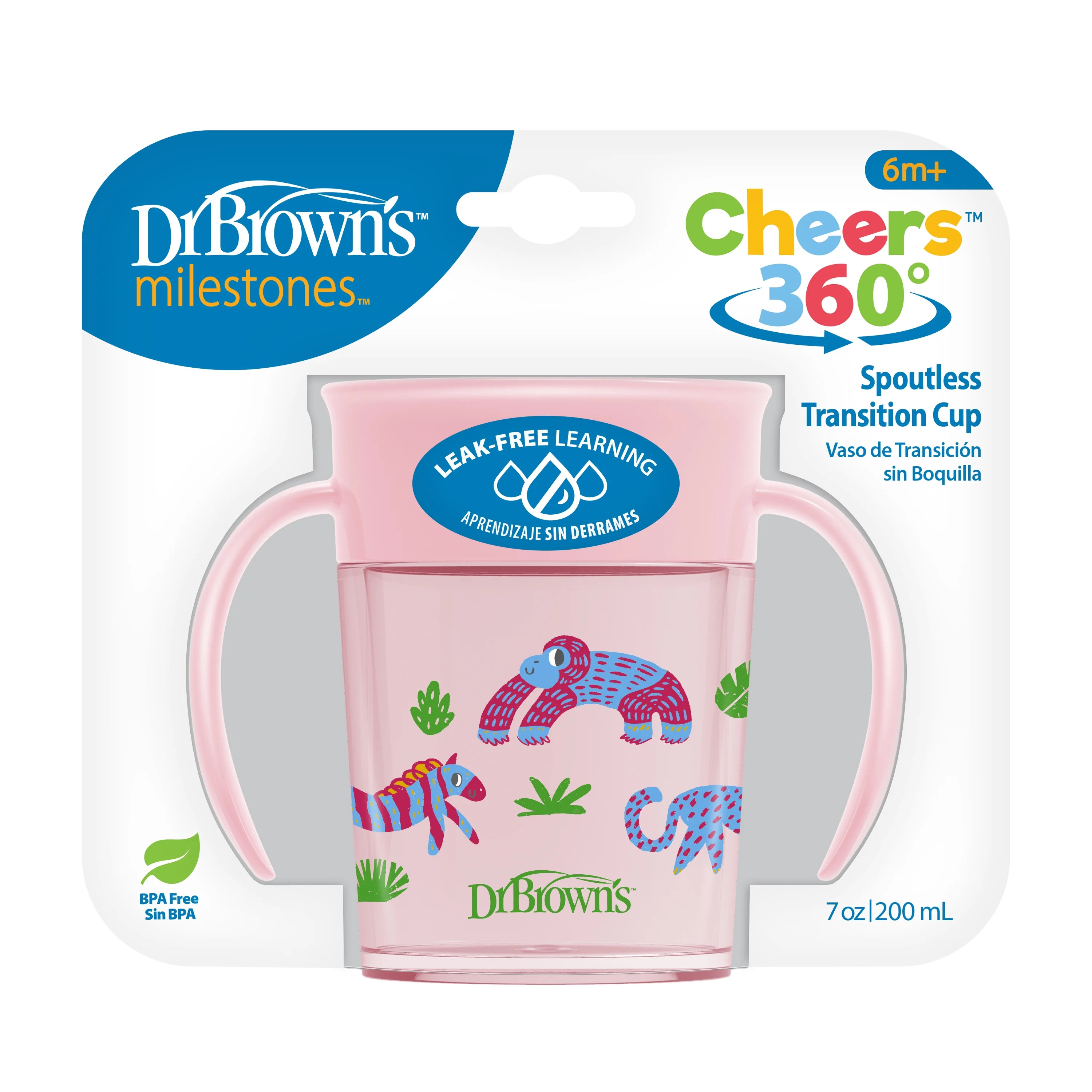 Dr. Brown's Milestones Cheers 360 Training Sippy Cups with Handles for Babies and Toddlers - Pink... | Walmart (US)