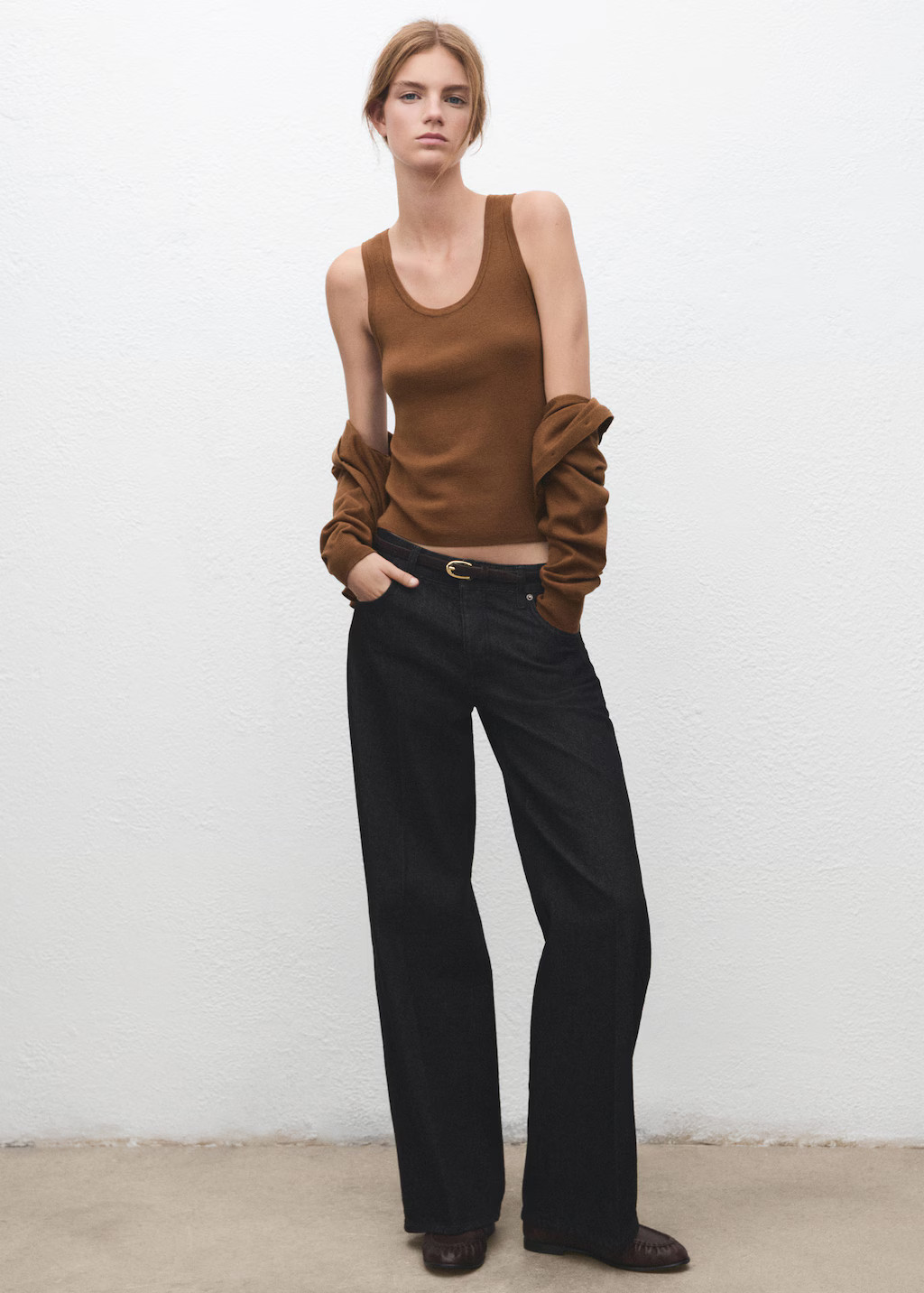 Wool-blend knitted top tobacco brown - Woman - M - MANGO | MANGO (UK)