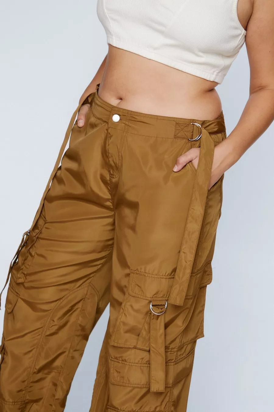 Plus Nylon Wide Leg Straight Pocket Cargo | Nasty Gal (US)