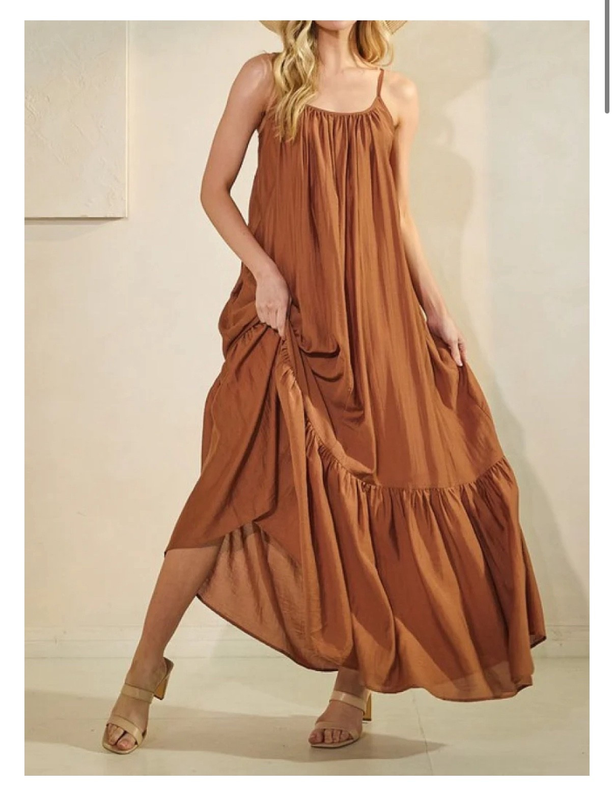 This dress I have my eyes on big time 👀😍 I really love this rust color for summer into fall, and the drapey flowy style speaks to my bohemian soul. This dress can be a staple piece IMO. Pair it with a hat, high pony or hair long and flowy, strappy sandals and gold jewelry and you’d be NAILING IT for any occasion 🙌

#LTKStyleTip #LTKSeasonal #LTKParties