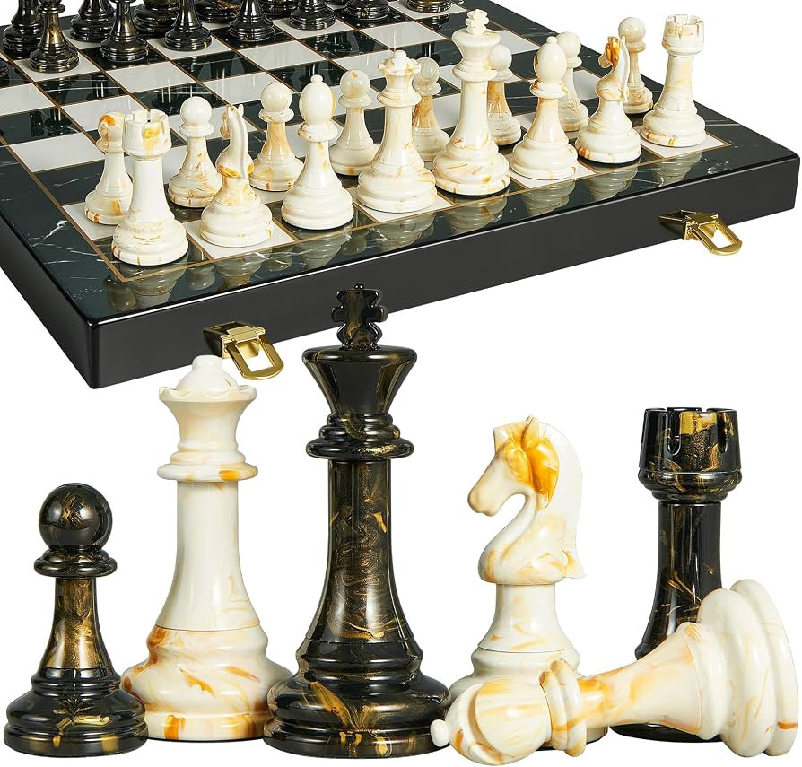 OUMODA 15" Large Chess Set for Adults with Extra 2 Queens, Weighted Acrylic Pieces-3.5" King w/Le... | Amazon (US)