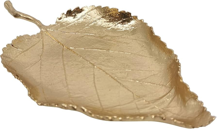 Jewelry Dish, Metal Trinket Dish Leaf Shaped Ring Holder Jewelry Organizer Vanity Dish Tray for D... | Amazon (US)