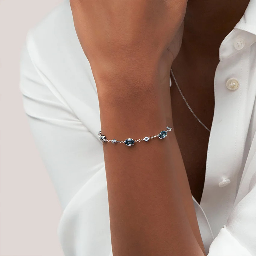 Maris London Blue Topaz and Aquamarine Bracelet in Silver | Brilliant Earth