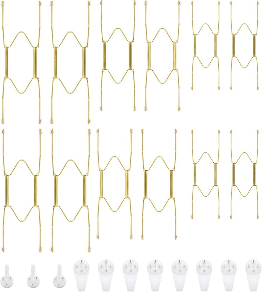 12 Pieces Stainless Steel Decorative Wire Plate Holders, 6/8/10 Inches Invisible Wall Plate Hange... | Amazon (US)