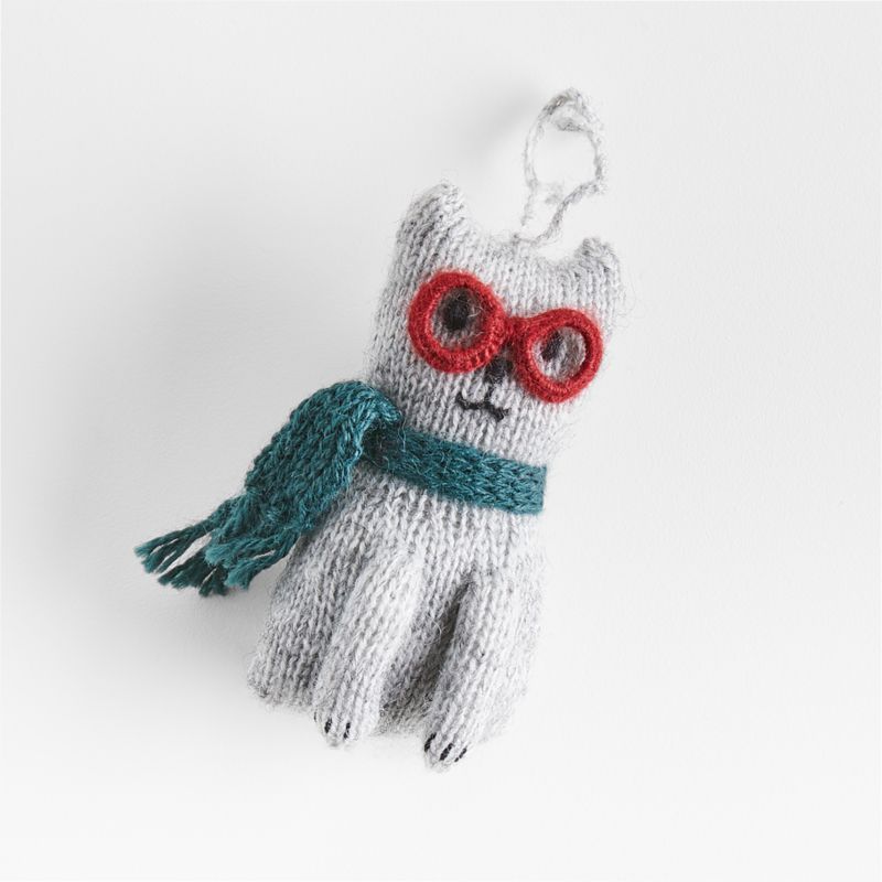 Handmade Alpaca Cat with Glasses Christmas Tree Ornament + Reviews | Crate & Barrel | Crate & Barrel