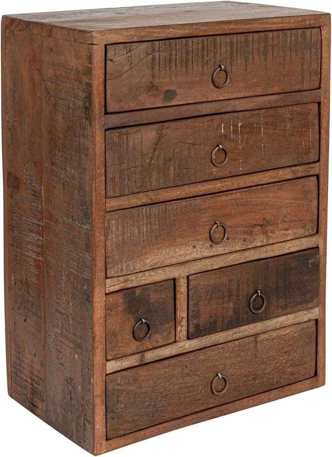 Creative Co-Op Reclaimed Wood Chest with 6 Drawers and Metal Pulls, Natural, Brown | Amazon (US)