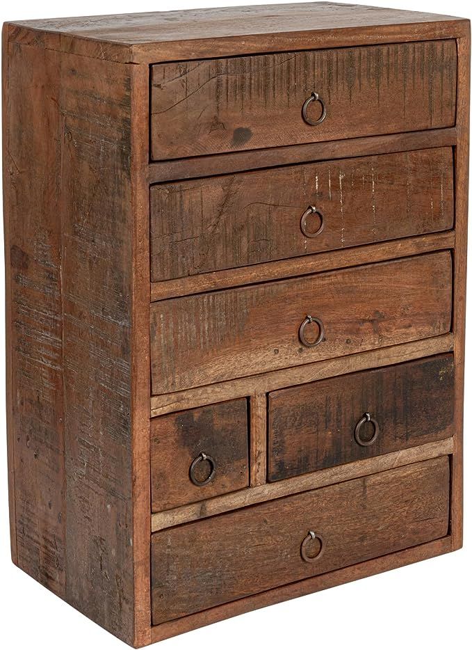 Creative Co-Op Reclaimed Wood Chest with 6 Drawers and Metal Pulls, Natural, Brown | Amazon (US)