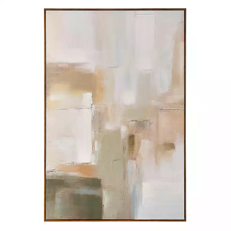 Neutral Green Brushstrokes Framed Canvas Art Print | Kirklands