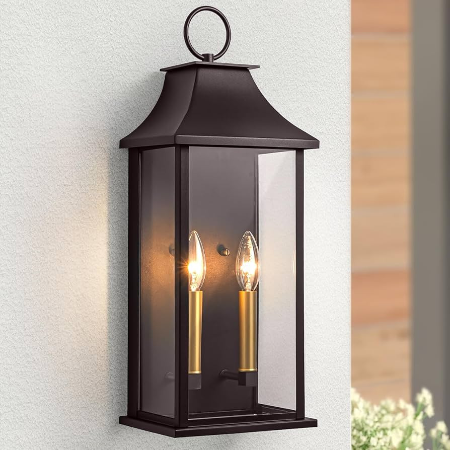 Oil Rubbed Bronze Dusk to Dawn Outdoor Wall Light, 20.6" Large Outside Wall Sconce Light 2-Light,... | Amazon (US)