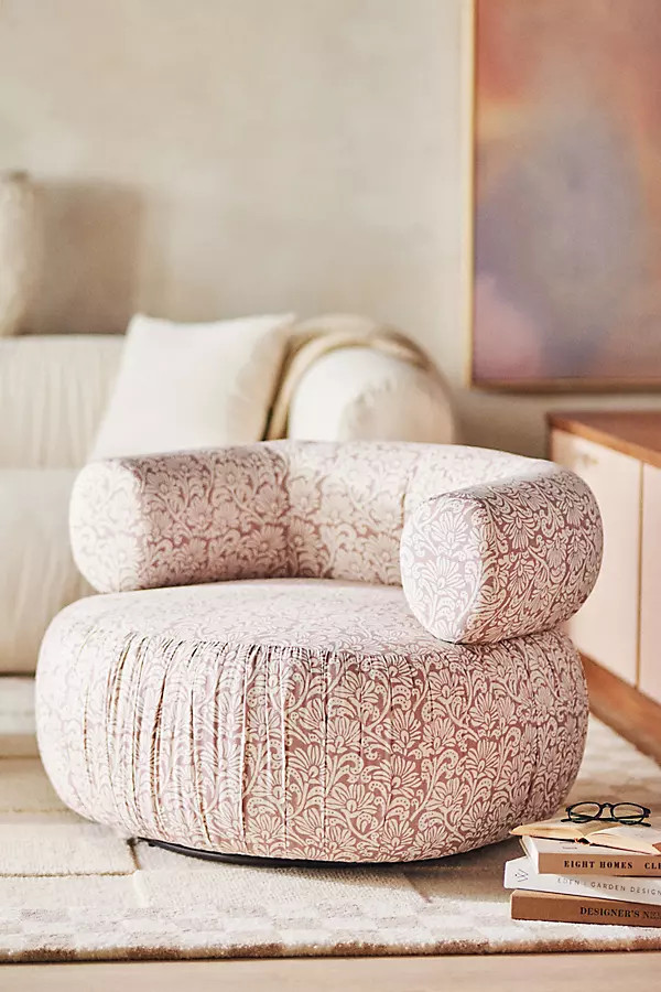 Martinique Kari Block Printed Swivel Chair | Anthropologie (US)