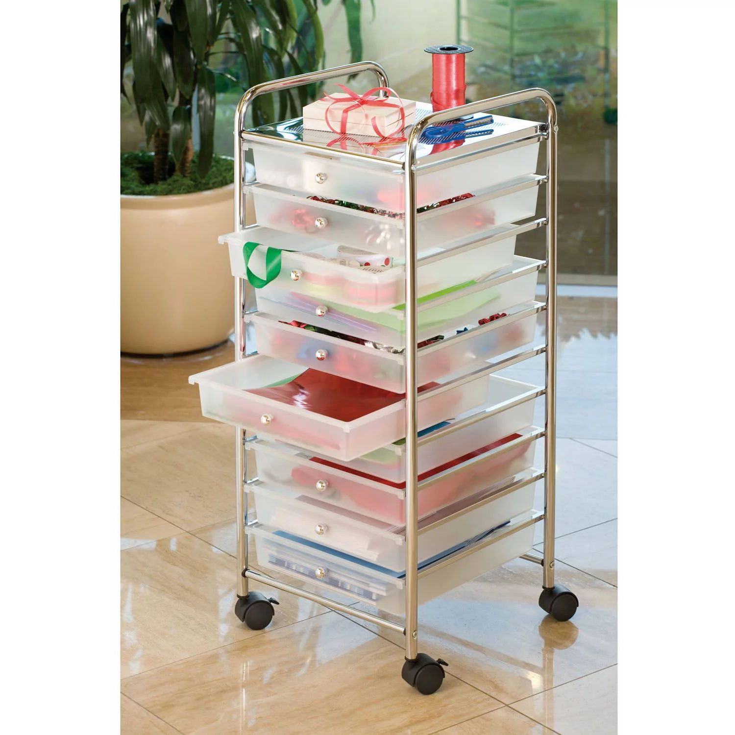 Seville Classics Large 10-Drawer Organizer Cart, Frosted White | Walmart (US)